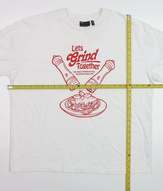 ASOS DESIGN Women White Size 10 Funny Graphic Cotton T-Shirt