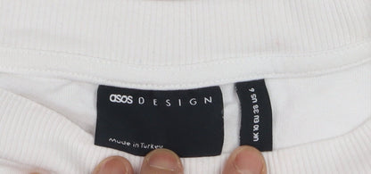 ASOS DESIGN Women White Size 10 Funny Graphic Cotton T-Shirt