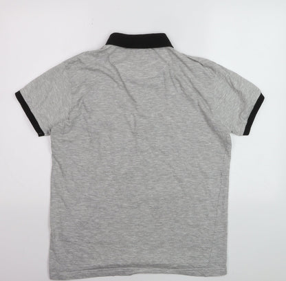 Inside Youth Mens Grey Polo Shirt Size L Short Sleeve Cotton