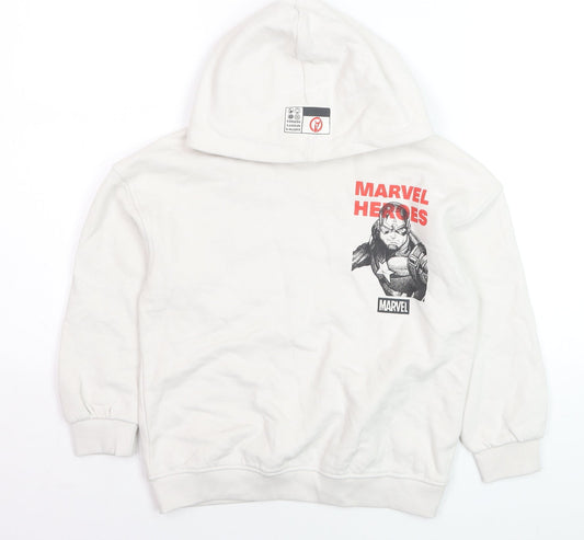Marks and Spencer Boys White Marvel Heroes Hoodie 7-8 Years Cotton Blend