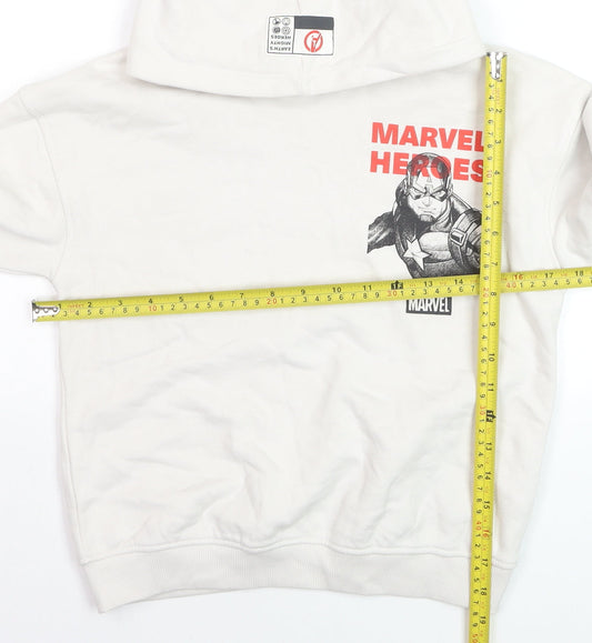 Marks and Spencer Boys White Marvel Heroes Hoodie 7-8 Years Cotton Blend