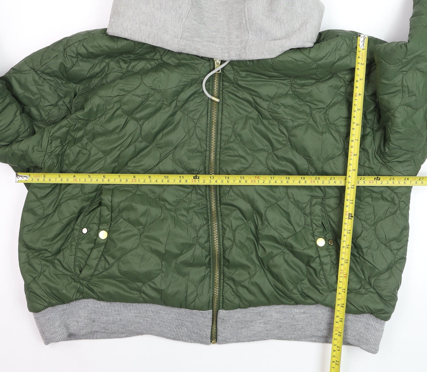 GAP Men’s Green Quilted Bomber Jacket 2XL Hooded Polyester