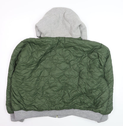 GAP Men’s Green Quilted Bomber Jacket 2XL Hooded Polyester