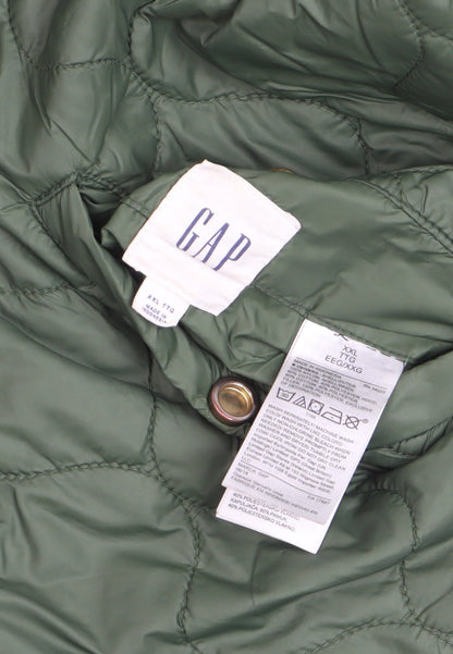 GAP Men’s Green Quilted Bomber Jacket 2XL Hooded Polyester