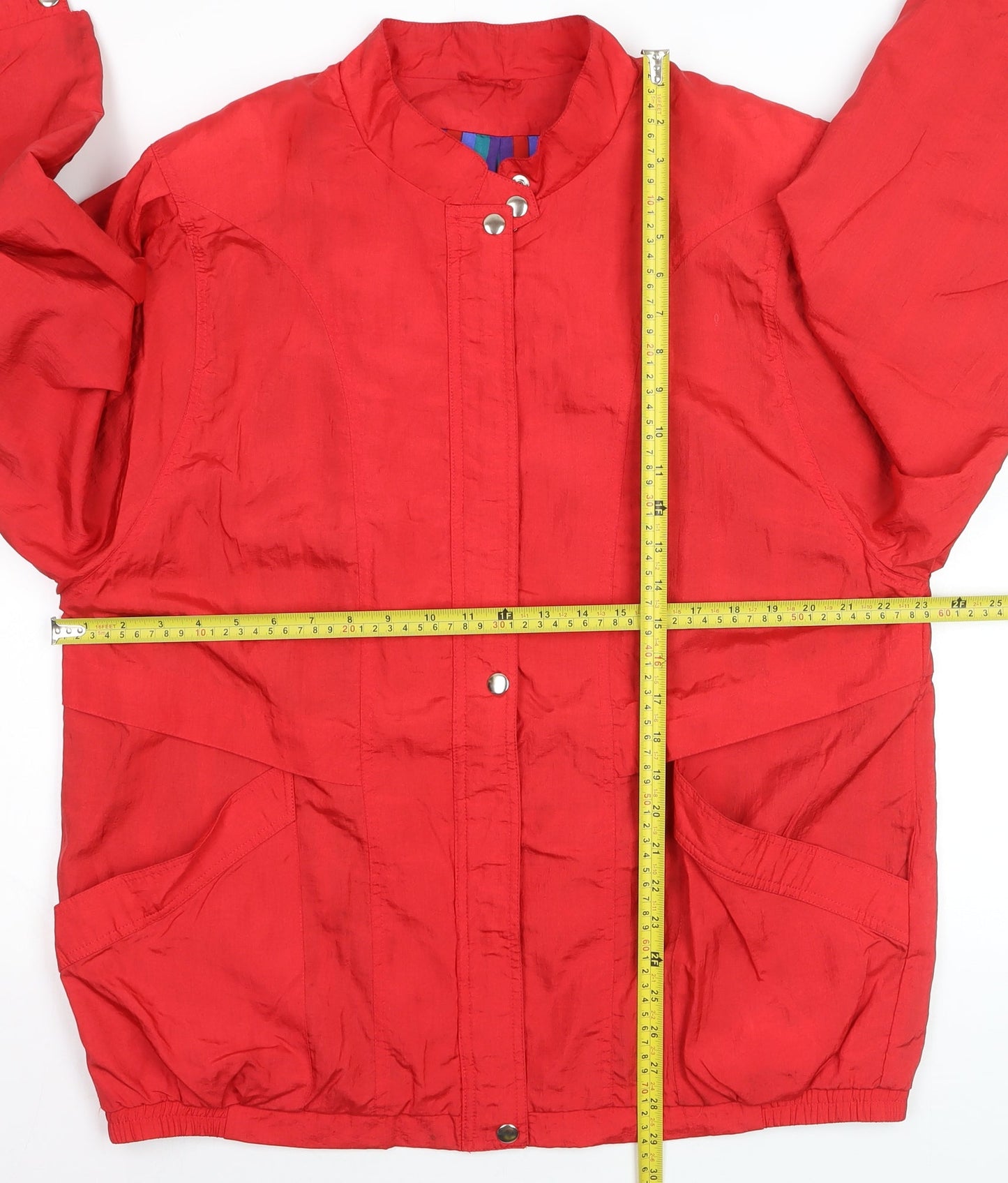 C&A Womens Red Silk Lightweight Casual Jacket Size 16
