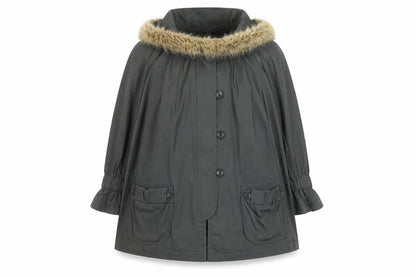 French Connection Women’s Green Fur Trim Hooded Parka Coat Size 10