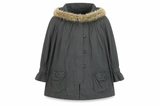 French Connection Women’s Green Fur Trim Hooded Parka Coat Size 10