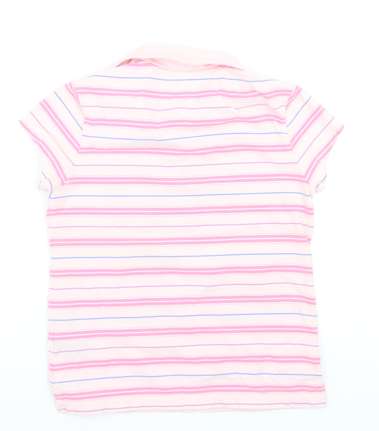 Tommy Hilfiger Girls Pink Striped Polo Shirt Cotton Blend Size M
