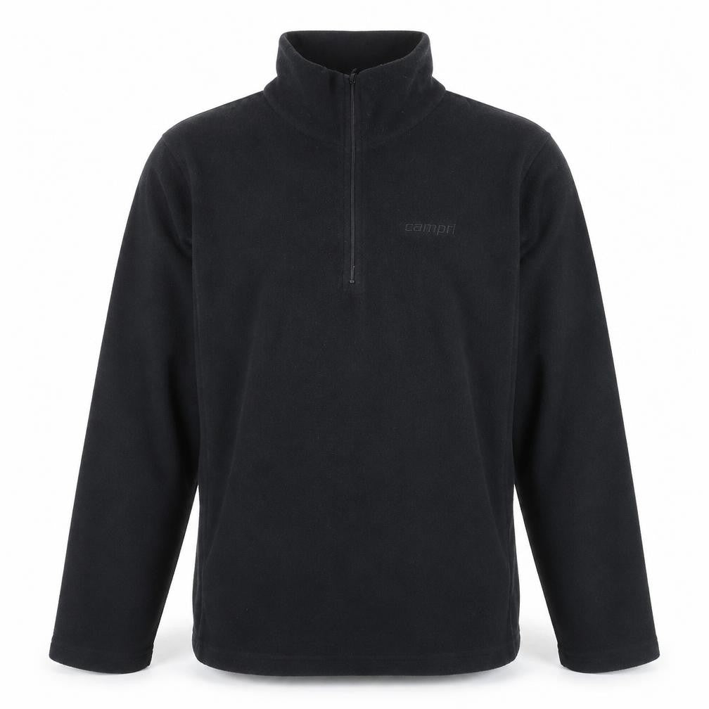Campri Mens Black Fleece 1/4 Zip Pullover Sweatshirt L