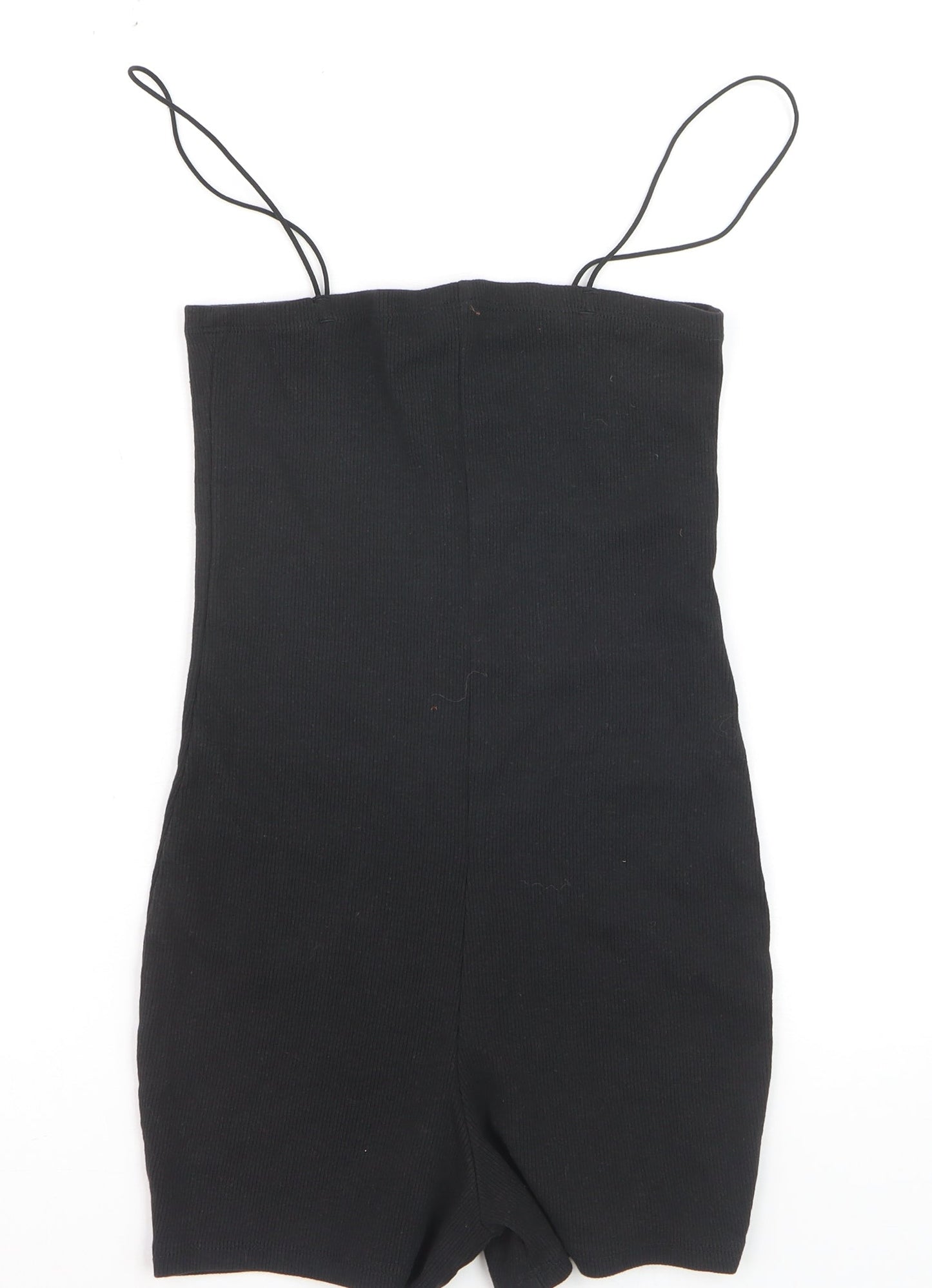 ZARA Women's Black Slim Fit Ribbed Knit Strap Playsuit Size S