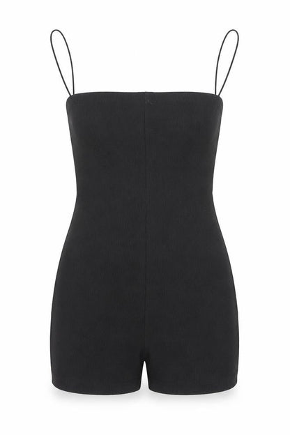 ZARA Women's Black Slim Fit Ribbed Knit Strap Playsuit Size S