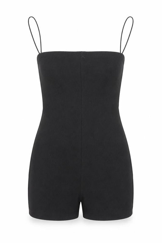 ZARA Women's Black Slim Fit Ribbed Knit Strap Playsuit Size S