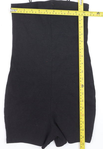 ZARA Women's Black Slim Fit Ribbed Knit Strap Playsuit Size S