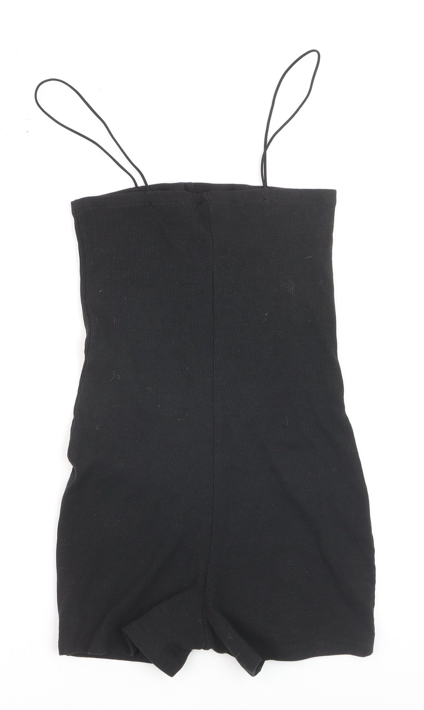 ZARA Women's Black Slim Fit Ribbed Knit Strap Playsuit Size S