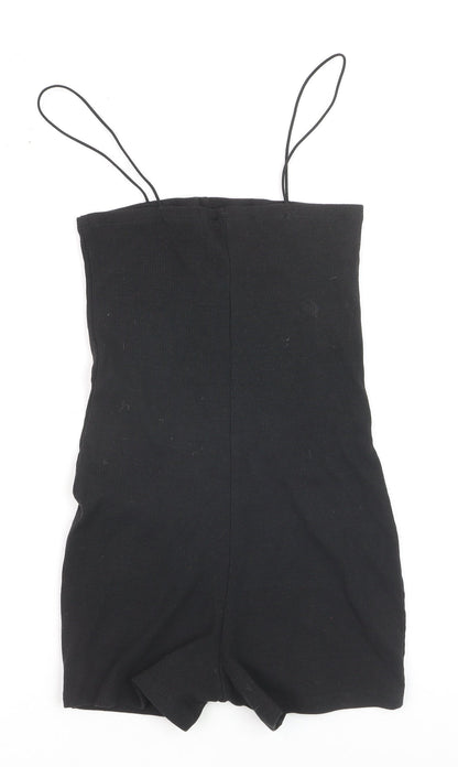 ZARA Women's Black Slim Fit Ribbed Knit Strap Playsuit Size S