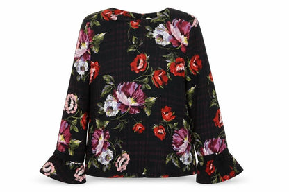 Warehouse Womens Multicoloured Floral Bell Sleeve Blouse Size 8