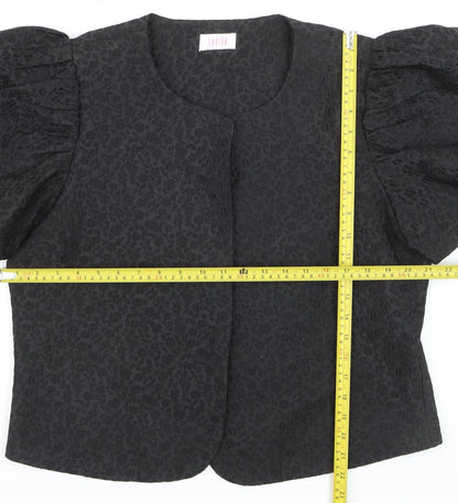 Savida Women Black Puff Sleeve Jacquard Blouse XL Elegant Stylish Top