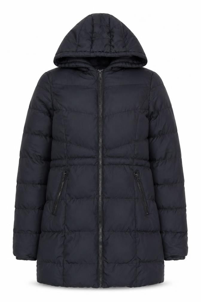 Threadbare Womens Black Size 6 Puffer Jacket Hooded Mid-Length Coat