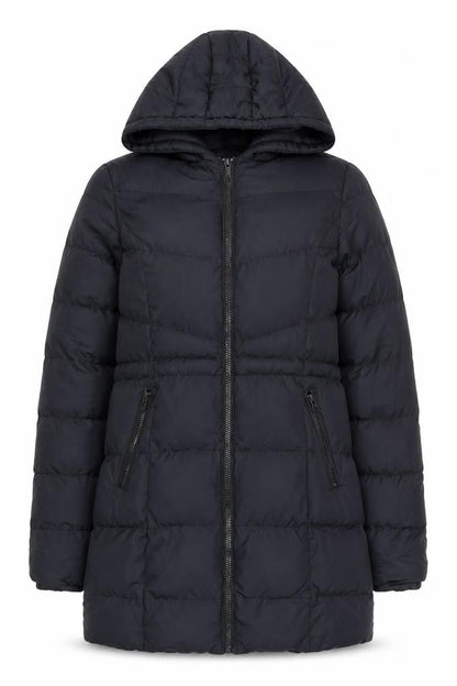 Threadbare Womens Black Size 6 Puffer Jacket Hooded Mid-Length Coat