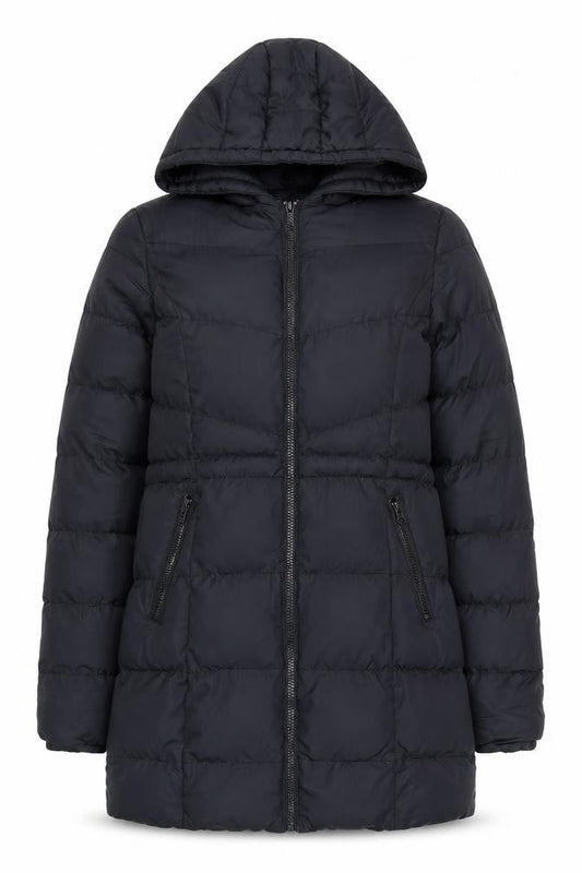 Threadbare Womens Black Size 6 Puffer Jacket Hooded Mid-Length Coat