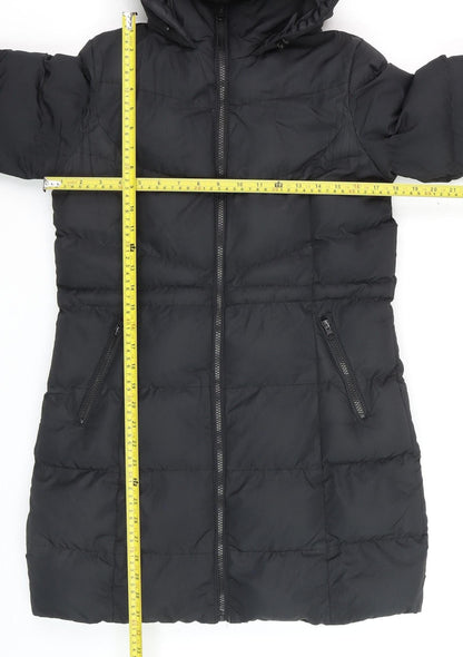 Threadbare Womens Black Size 6 Puffer Jacket Hooded Mid-Length Coat