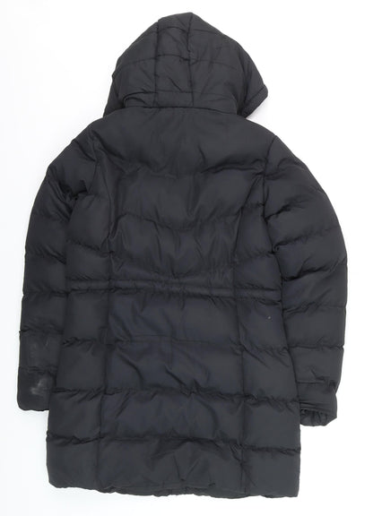 Threadbare Womens Black Size 6 Puffer Jacket Hooded Mid-Length Coat