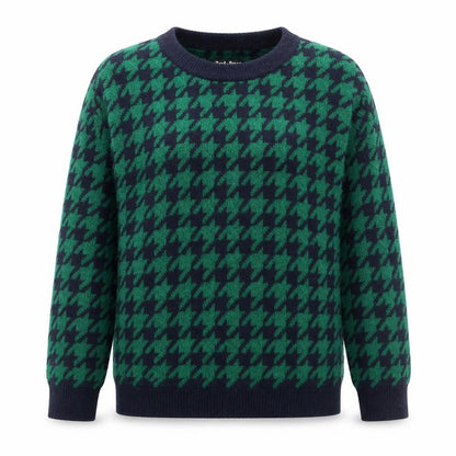Rant & Rave Women's Green Houndstooth Knit Pullover Jumper Size 16