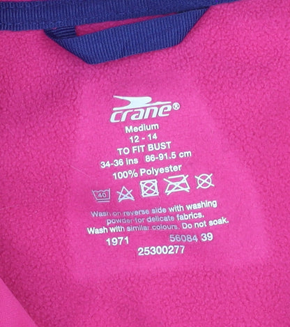 Crane Womens Pink Polyester Track Jacket Size 12 Cycling Reflective
