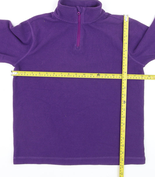 Lands' End Girls Purple Fleece 1/4 Zip Pullover Sweatshirt 10-11 Years