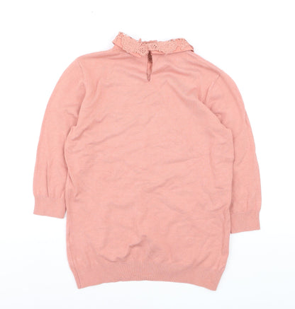 Warehouse Women’s Pink Lace Collar Knit Jumper Size 10