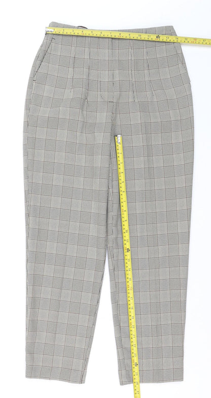 Primark Women’s Grey Checked Tapered Chino Trousers Size 6