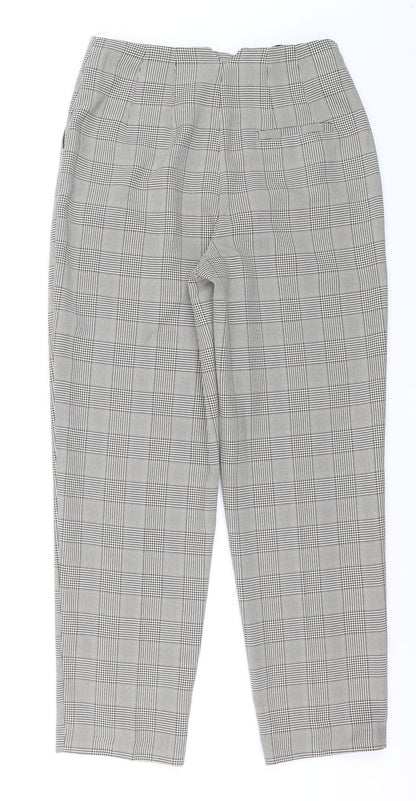 Primark Women’s Grey Checked Tapered Chino Trousers Size 6