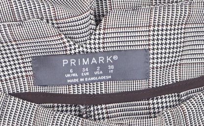 Primark Women’s Grey Checked Tapered Chino Trousers Size 6