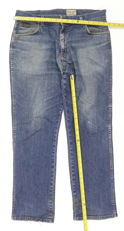 Wrangler Men's Blue Straight Denim Jeans W36 L30 Texas Stretch