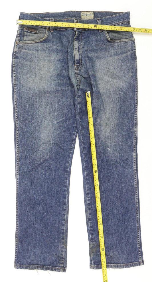 Wrangler Men's Blue Straight Denim Jeans W36 L30 Texas Stretch
