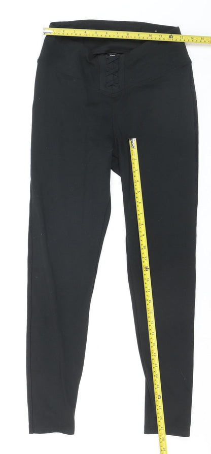 PINK Women's Black High Rise Lace-Up Active Leggings Size L