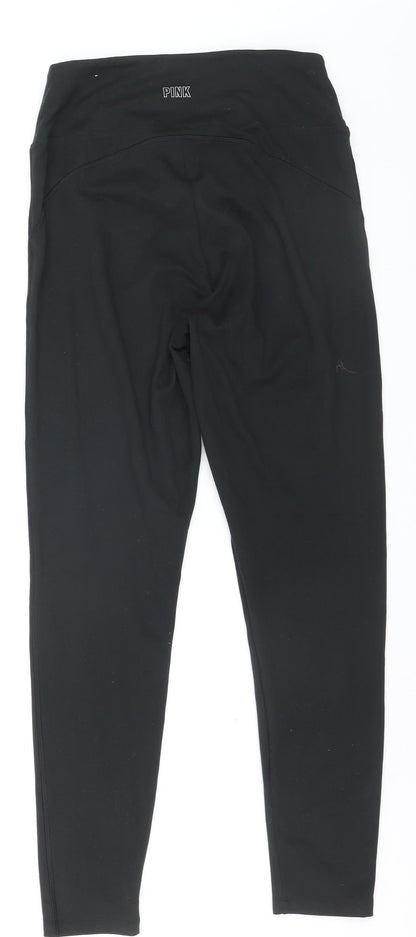 PINK Women's Black High Rise Lace-Up Active Leggings Size L