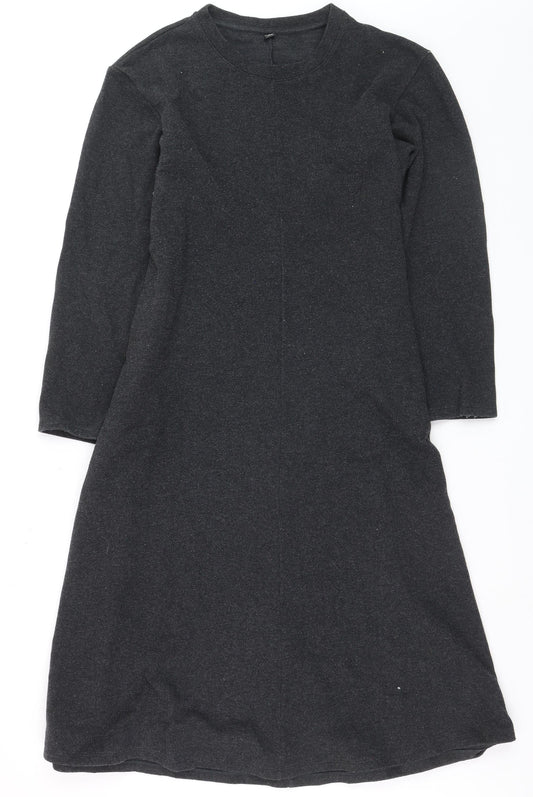 UNIQLO Women Black M Long Sleeve Jersey Shift Dress
