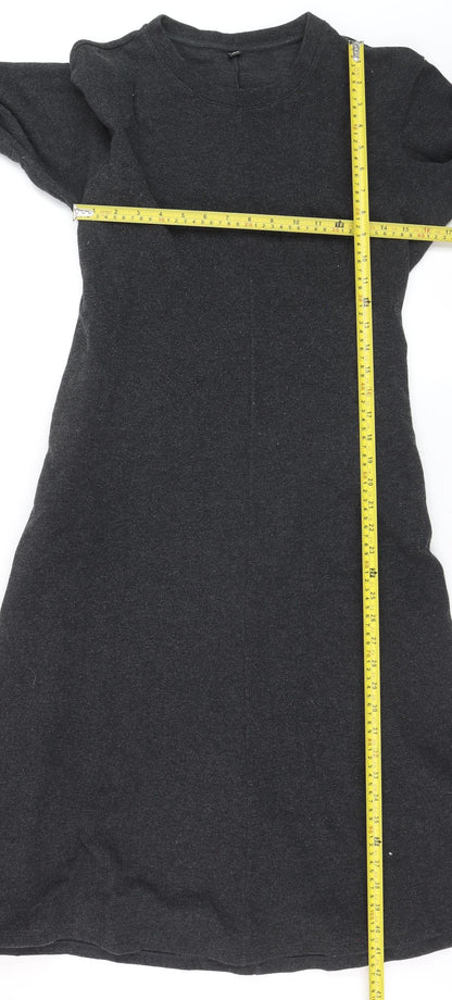 UNIQLO Women Black M Long Sleeve Jersey Shift Dress