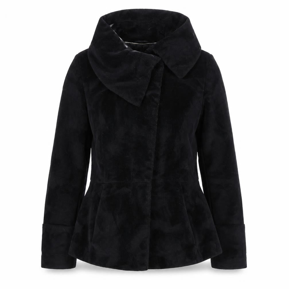 Next Women’s Black Faux Fur Short Jacket Size 12 Lined Collared Winter Coat