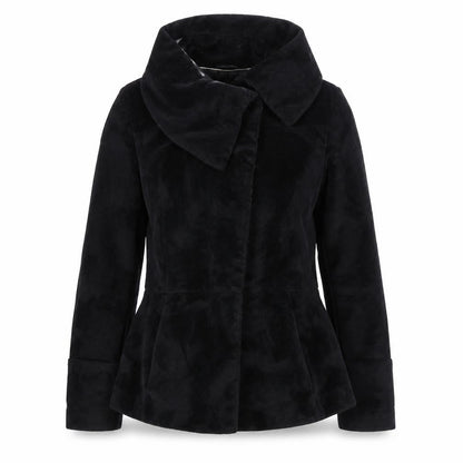 Next Women’s Black Faux Fur Short Jacket Size 12 Lined Collared Winter Coat