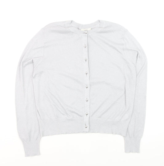 Marks and Spencer Women’s Silver Cardigan Size 16 Crew Neck Knitwear