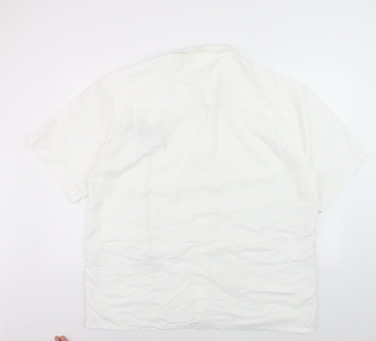 Bamboo Cay Men's White Palm Tree Embroidered Short Sleeve Button-Up XL