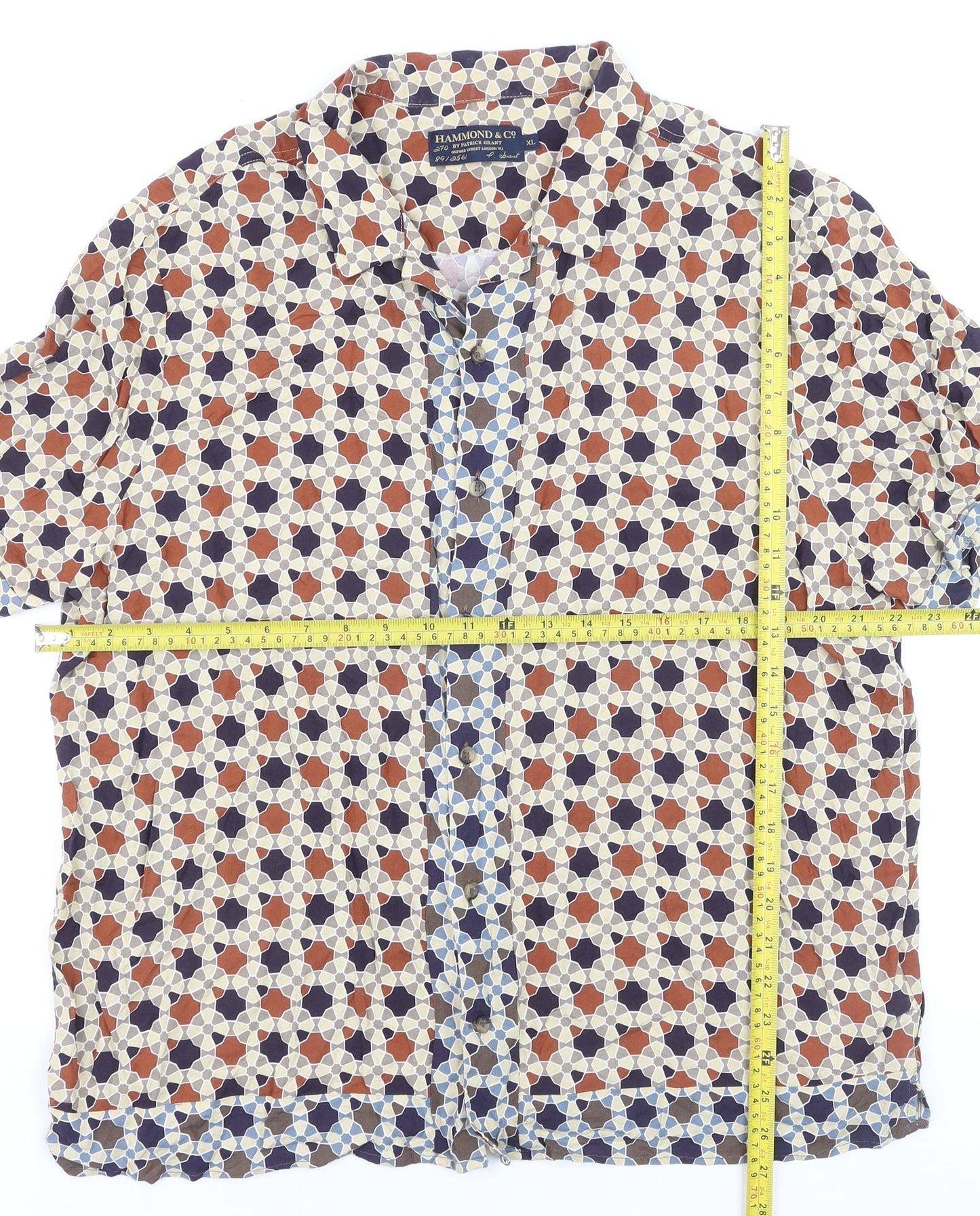 Hammond & Co Men's Multicoloured Geometric Button-Up Shirt XL