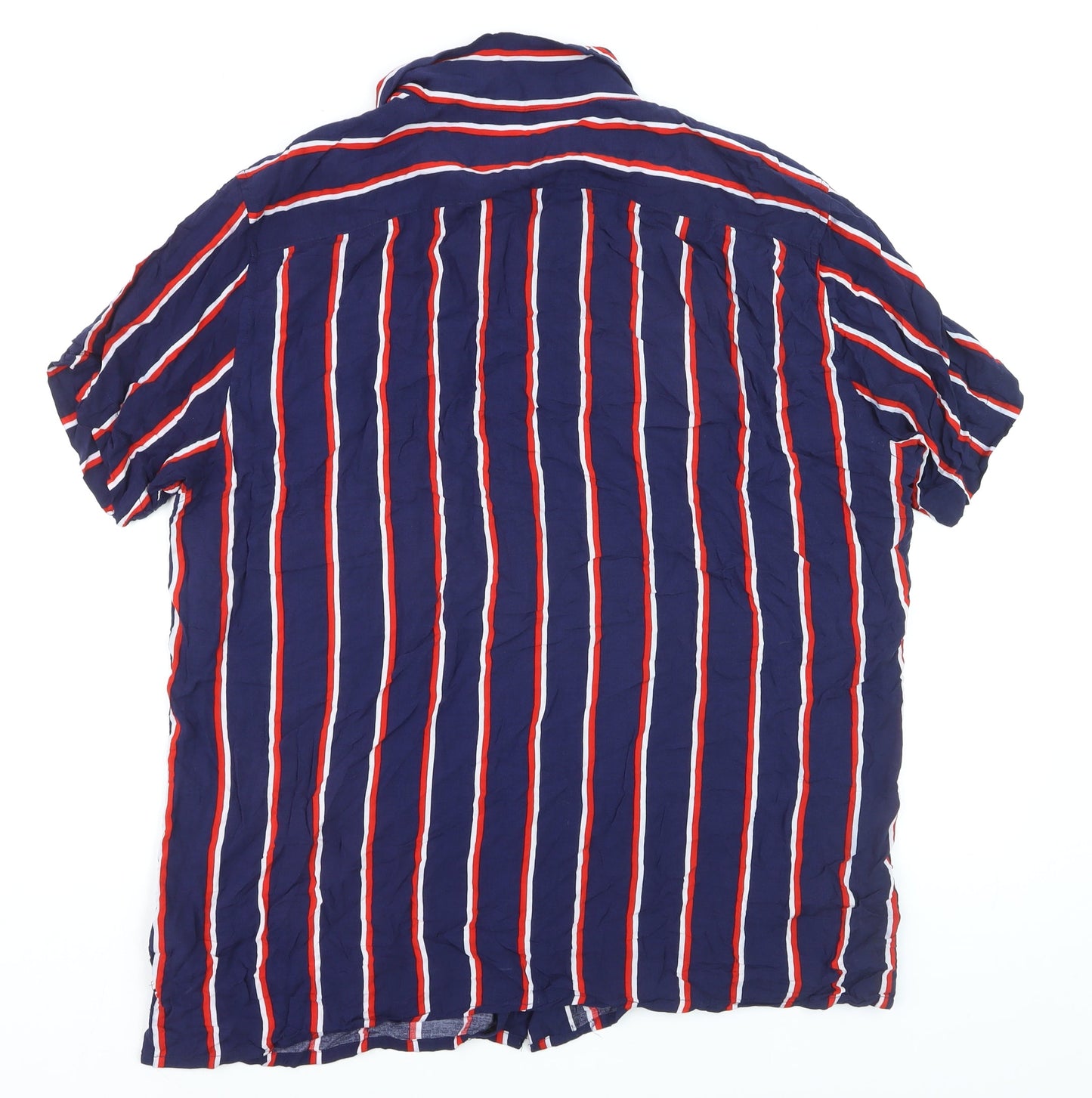 Springfield Men's Blue Striped Regular Fit Short Sleeve Shirt 2XL