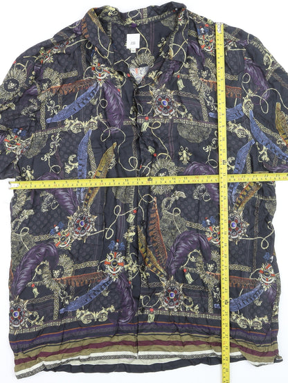 River Island Men's Multicoloured 2XL Short Sleeve Viscose Button-Up Shirt