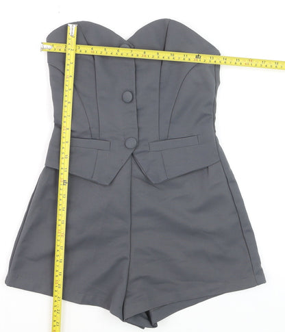 Forever 21 Women’s Grey Strapless Jumpsuit XS Polyester Playsuit
