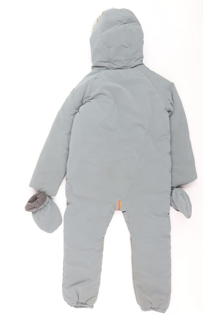 FatFace Boys Grey Waterproof Hooded Snowsuit 5-6 Years Winter Padded Outerwear