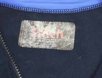 Stitch Men's Blue Fleece Half Zip Rowing Track Jacket Size L