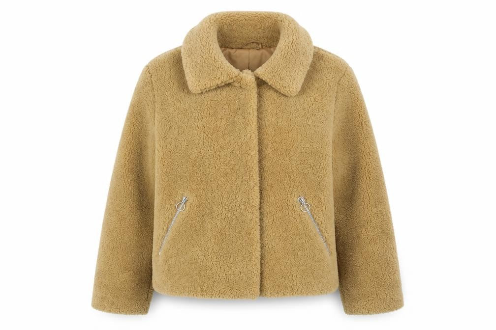 Pimkie Women's Beige Fleece Bomber Jacket Size Small